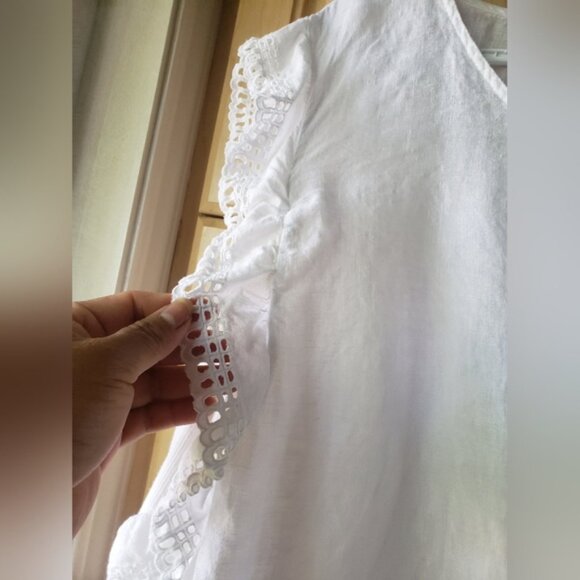 Linen White La e Trim Womens Top 3xl - Picture 3 of 10